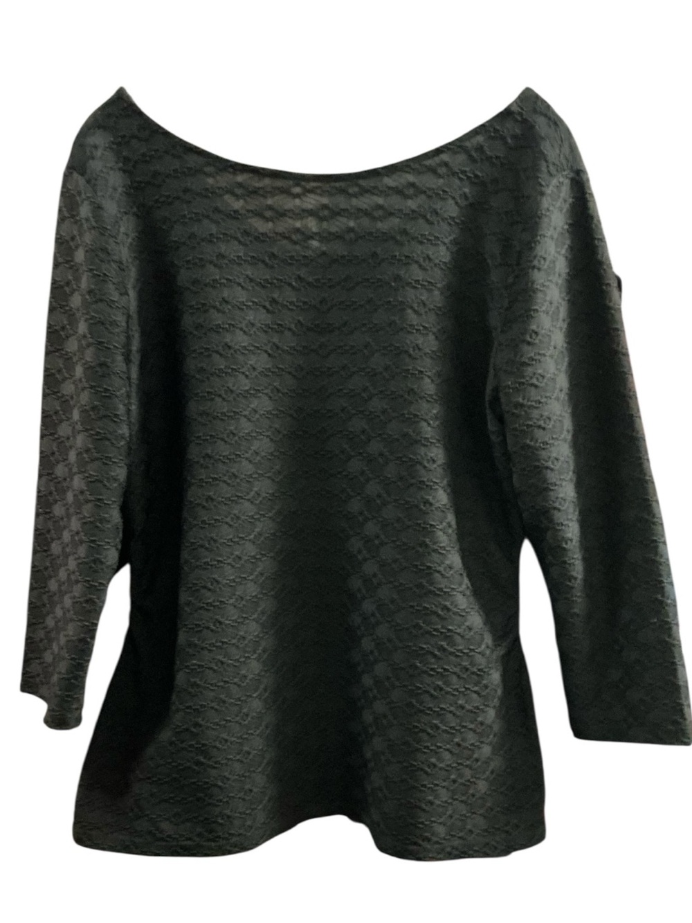 Tribal Black Lace-Textured Boatneck Women’s Top